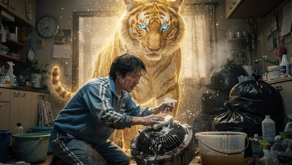 年末清掃をずっと見てたゴールドタイガー