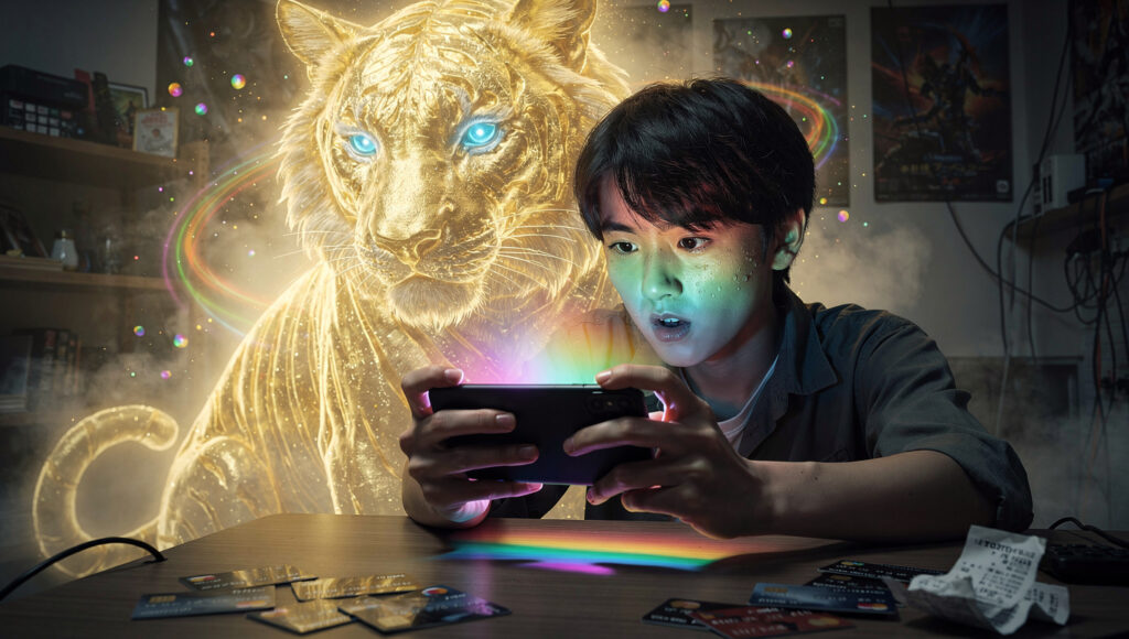 ガチャをずっと見てたゴールドタイガー