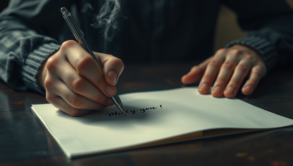 紙に書き出す様子