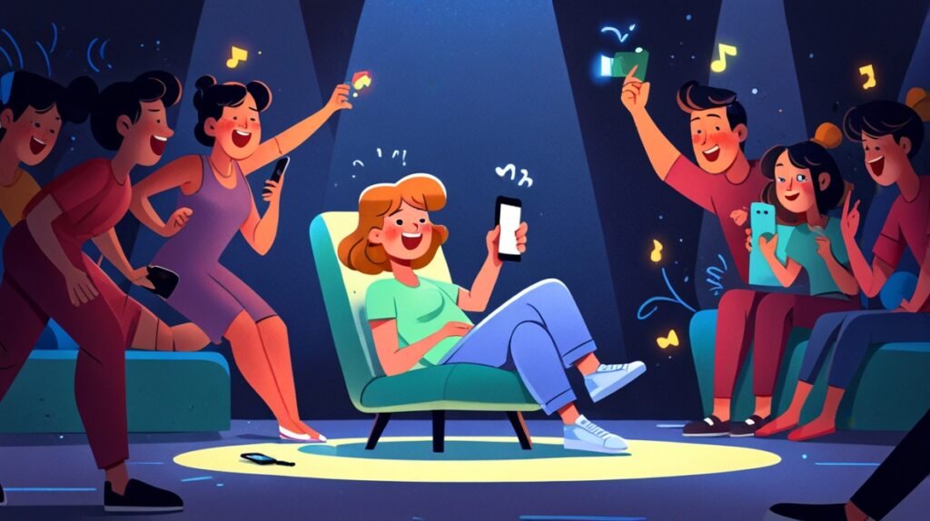 盛り上がっている様子をSNSにアップロードする人々