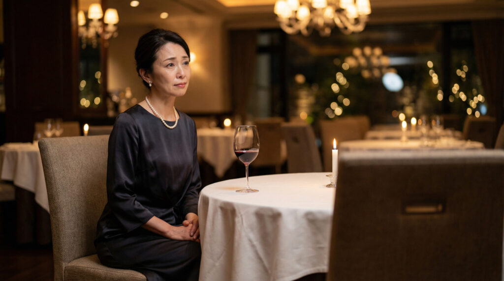 向かいの席は空いている女性