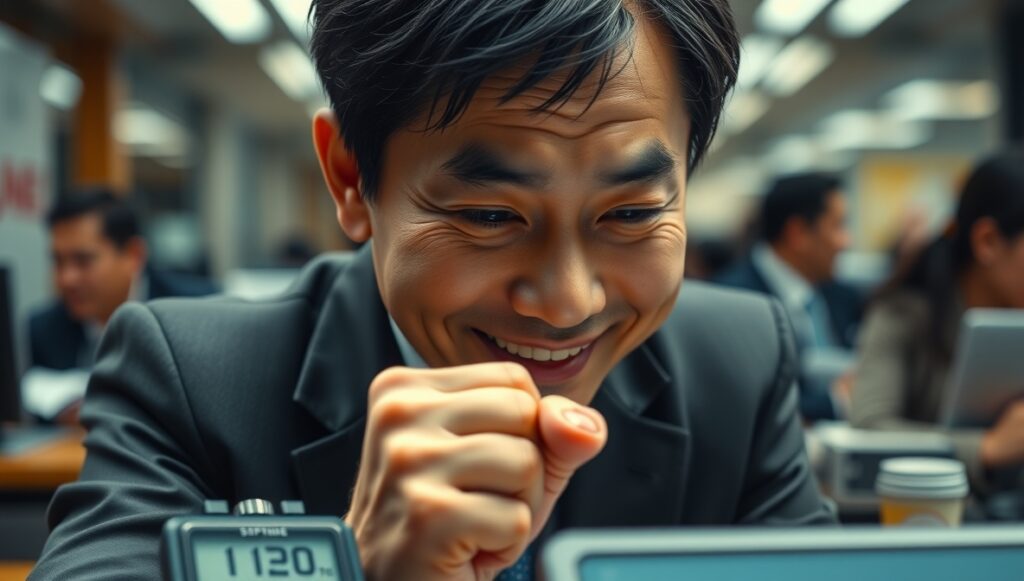 仕事に小さな目標を設定する男性