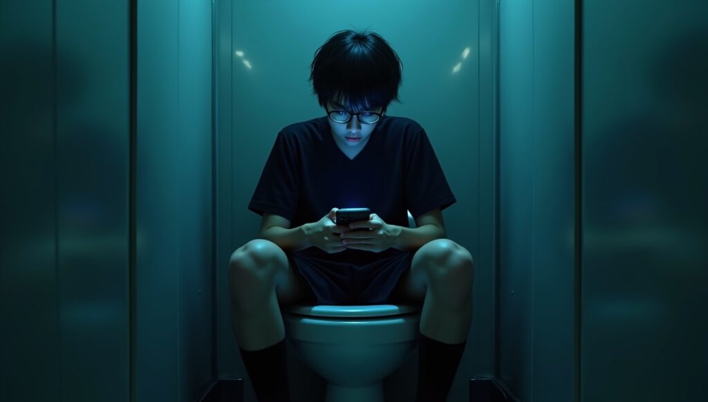 文化祭にトイレで過ごす男子学生