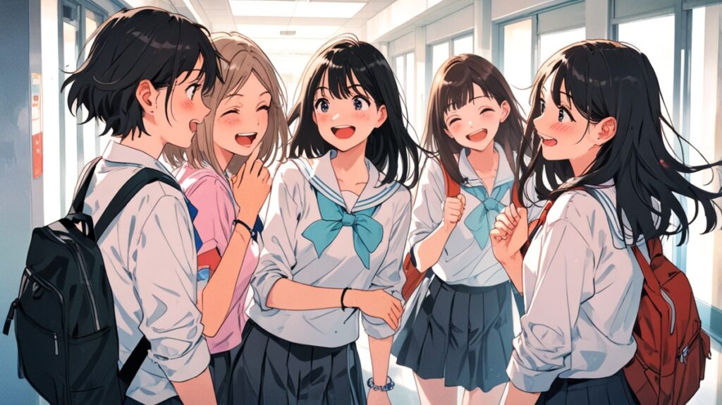 すれ違う女子グループ