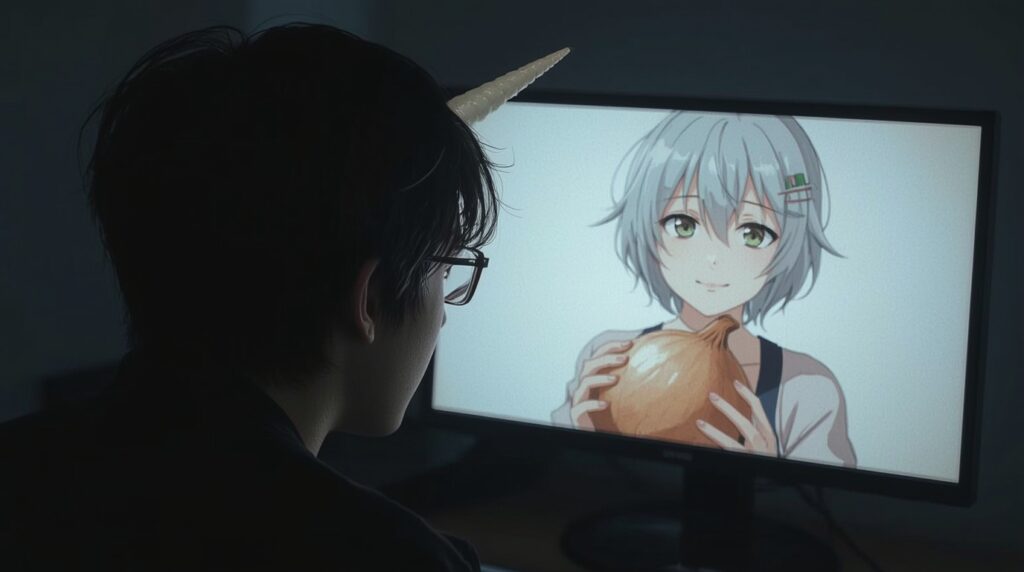 VTuberが映った画面を見る視聴者