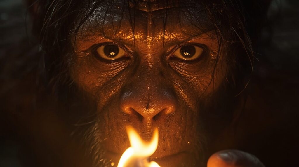 火を発見した原始人