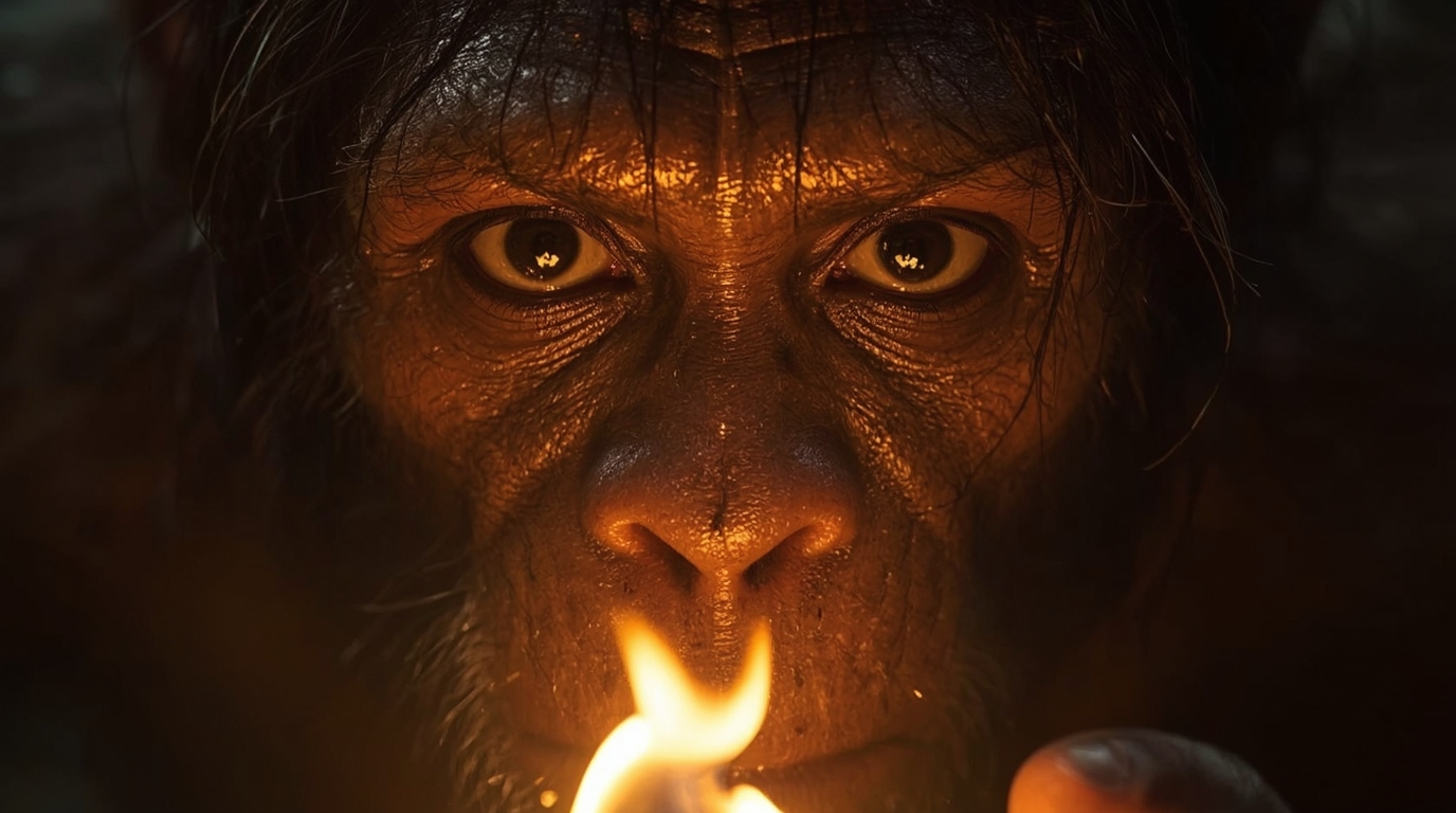 火を発見した原始人