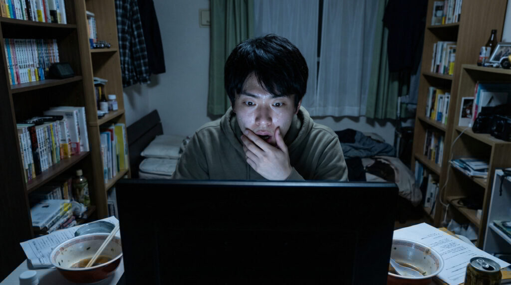 バーチャルな世界での遊び半分の言葉が、現実世界でのっぴきならない「事件」になったことを悟る男性