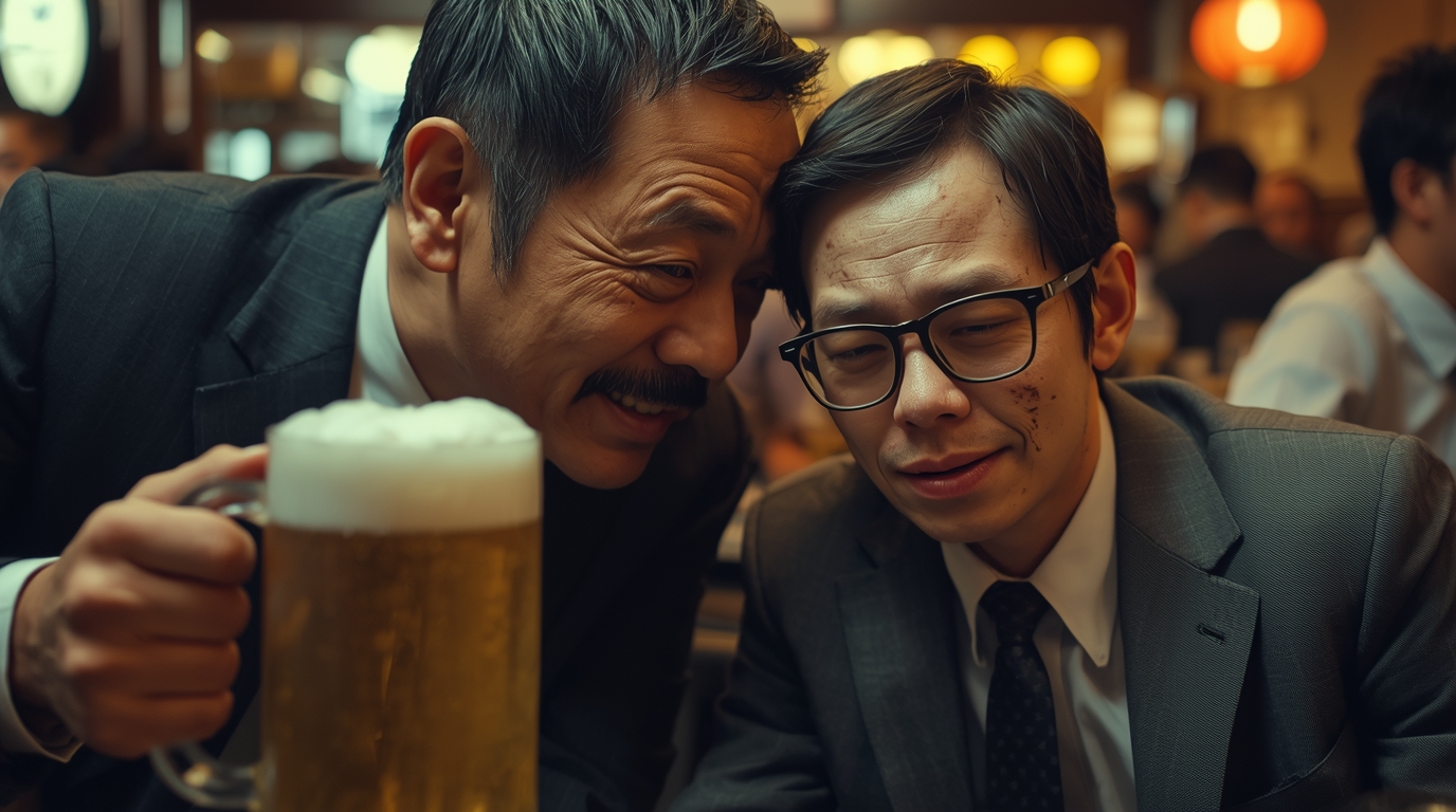 歓迎会での課長と部下