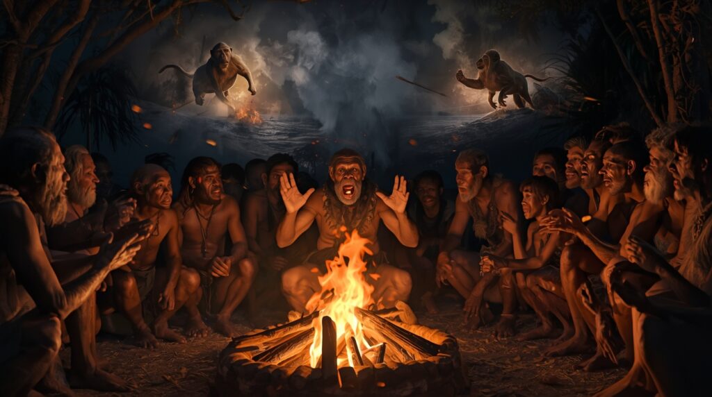 火を囲みながら彼らは身振り手振りで語る祖先