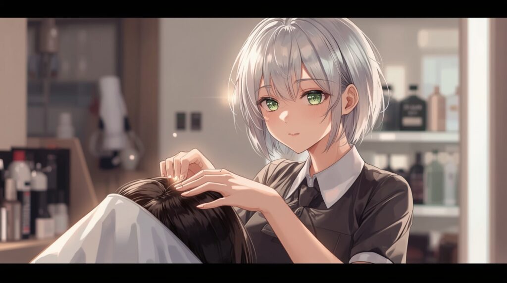 ある一点にぴたりと指が止まる美容師