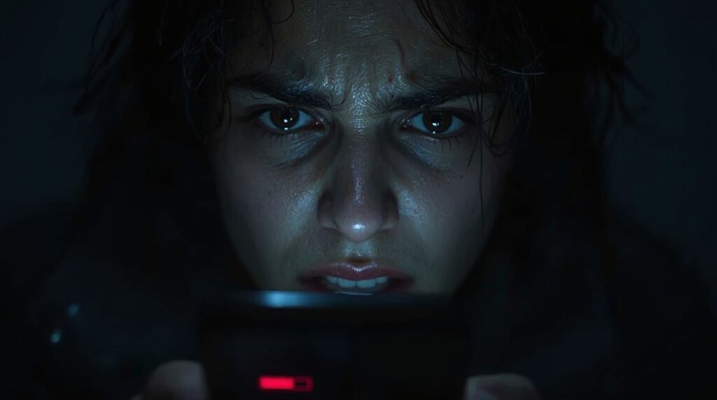 スマホのバッテリーが切れた男性