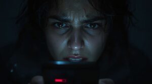 スマホのバッテリーが切れた男性