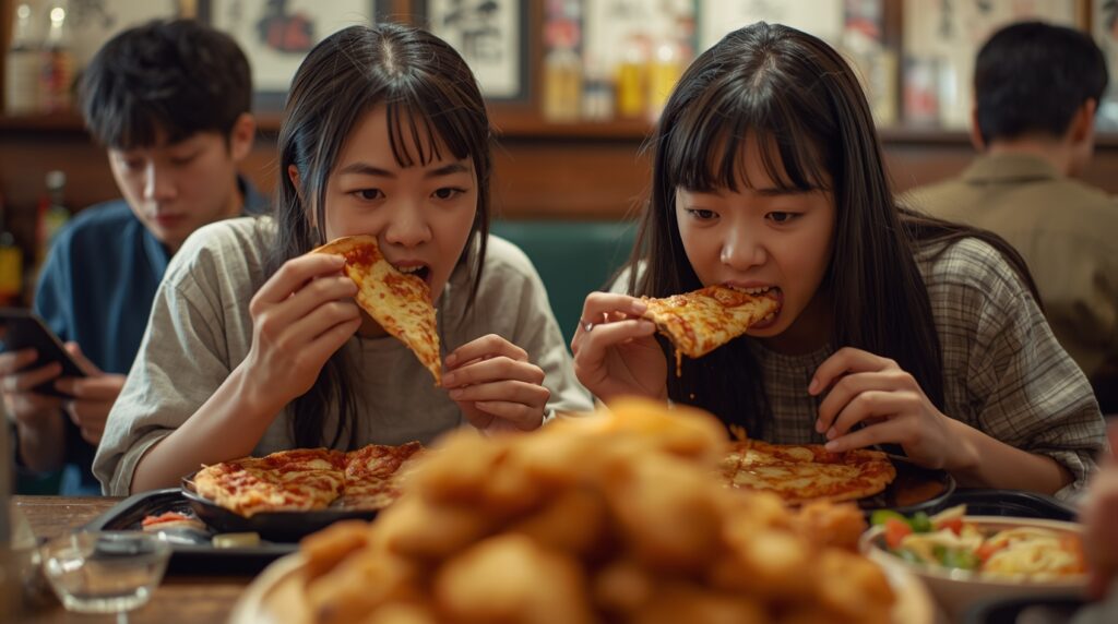 空腹感を効率的に満たしやすい炭水化物および脂質中心のメニューを効率よく摂取する相席オムニボラス