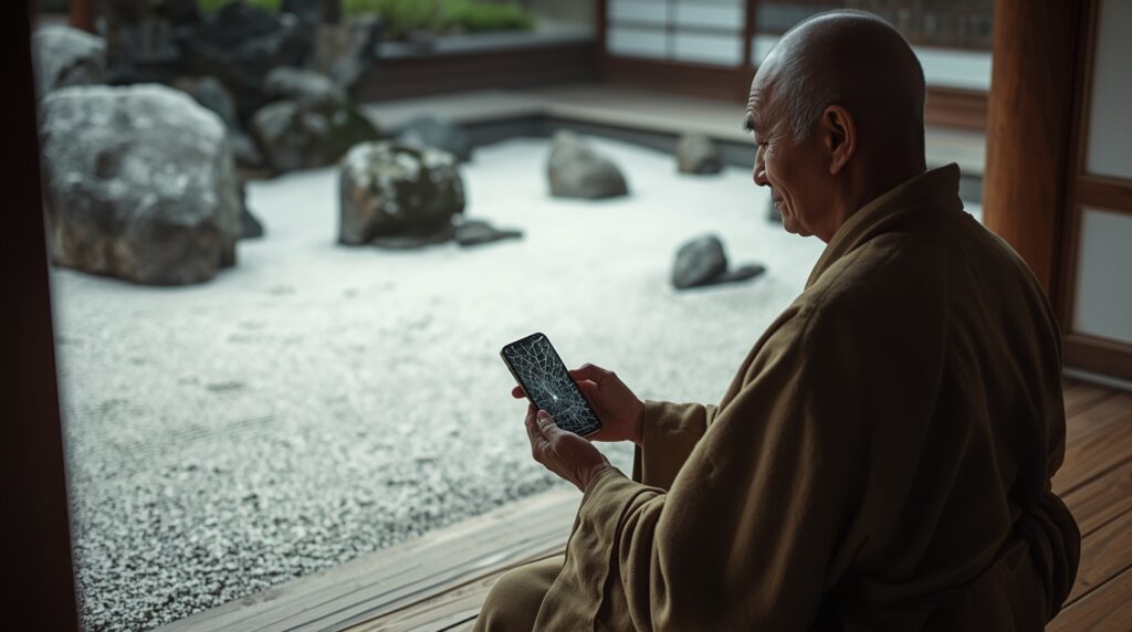 スマホに侘び寂びを感じる人物