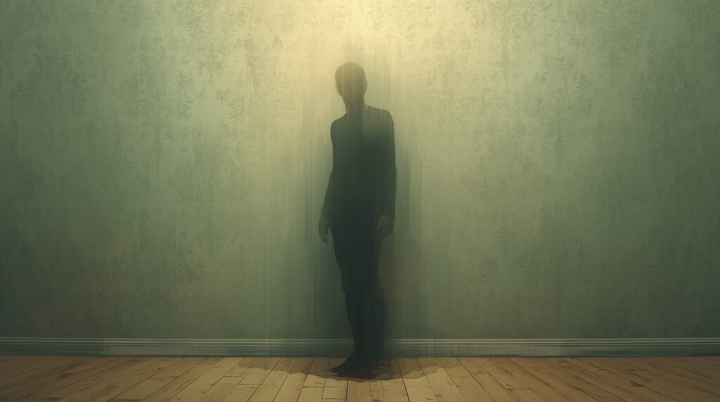 周りの景色に溶け込む人物