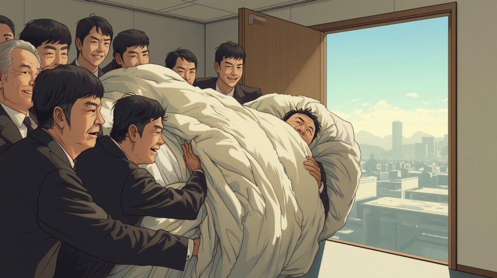温かい毛布でくるまれた退職者