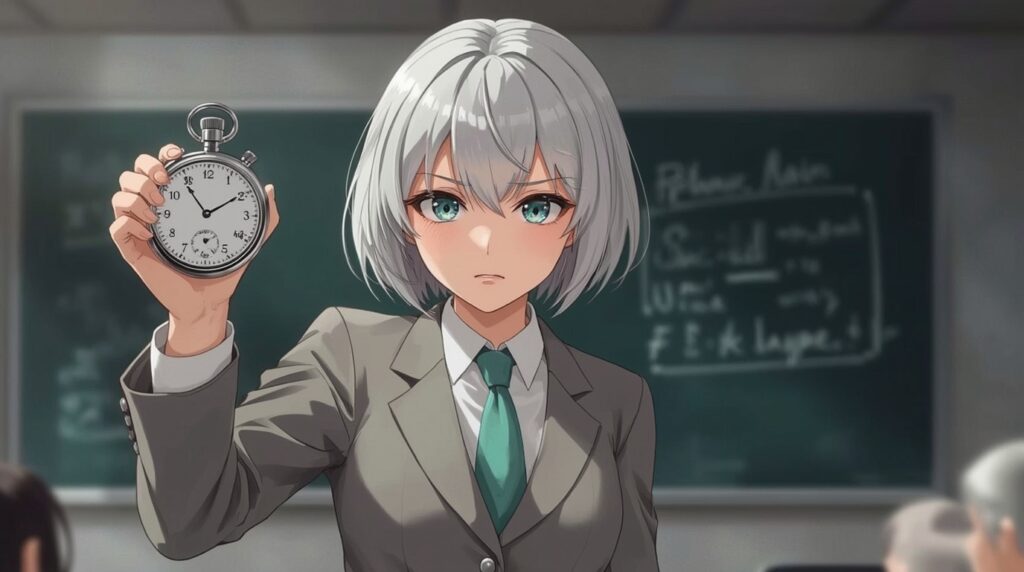 ストップウォッチを持つ教師