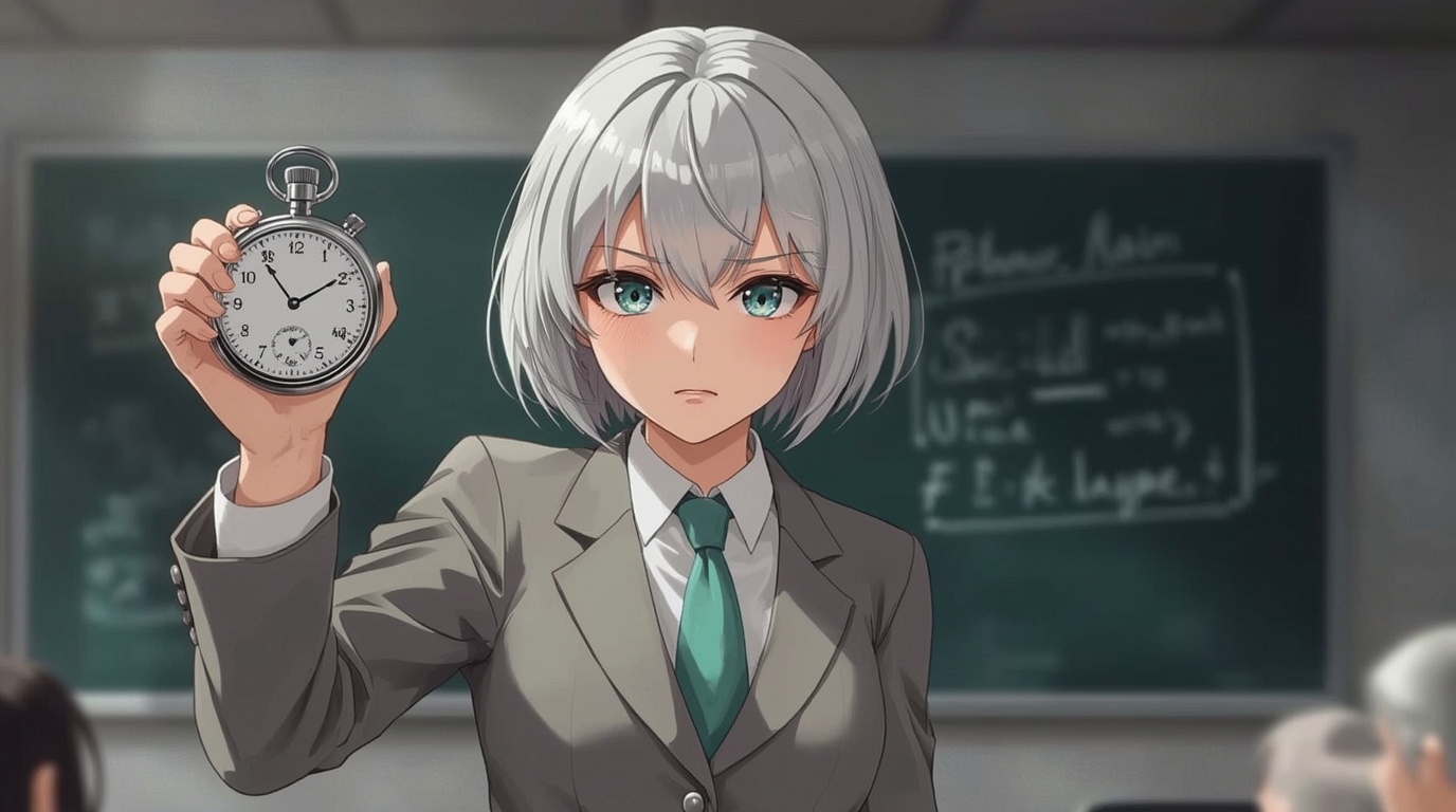 ストップウォッチを持つ教師