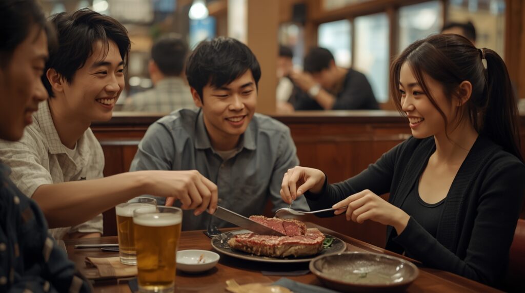 ステーキを喰らう相席オムニボラス