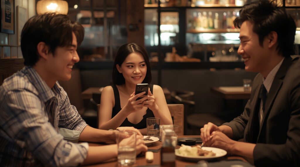 女性がテーブルに存在しているという事実