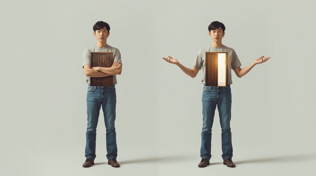 閉じた姿勢と開いた姿勢