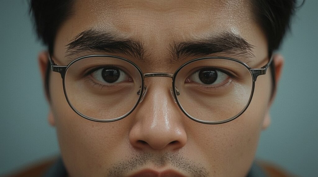 眉毛が繁茂した人物