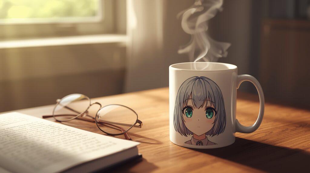 日常に浸透した僕が先に好きだった女性がプリントされたマグカップ