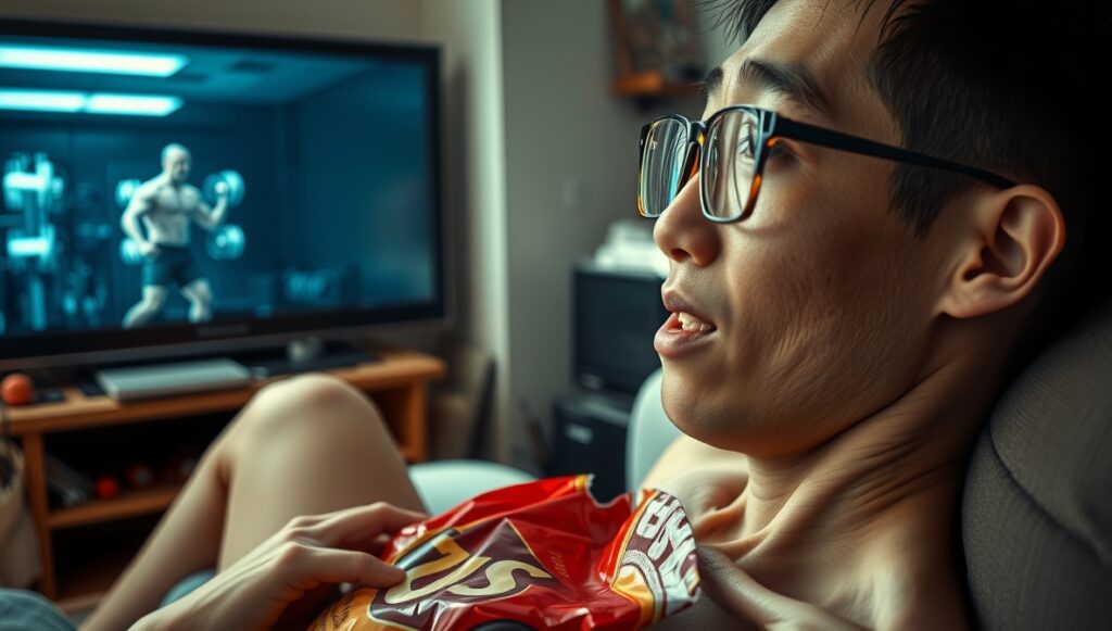 明日から筋トレすると意気込む男性