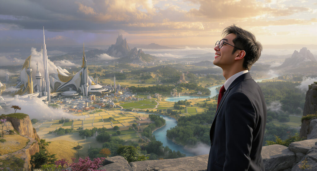 退職後の展望を描く人物