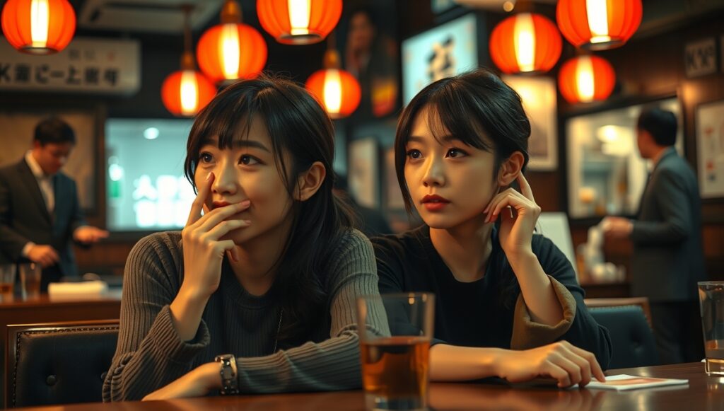 割り勘を無言で諫める女性二人組