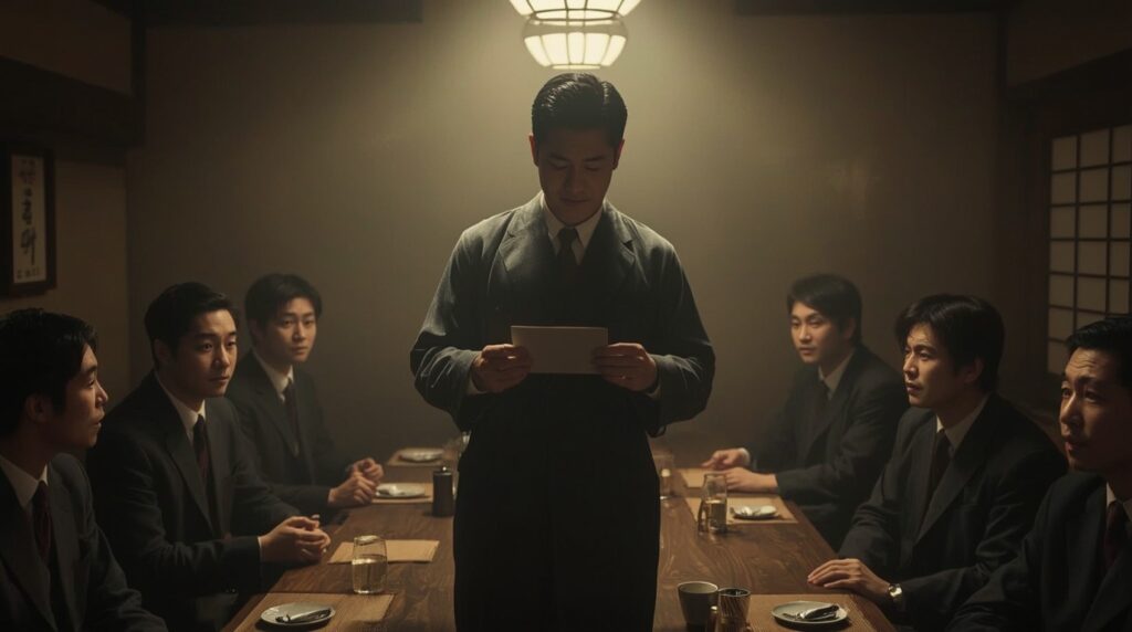 餞別を返そうとする男性