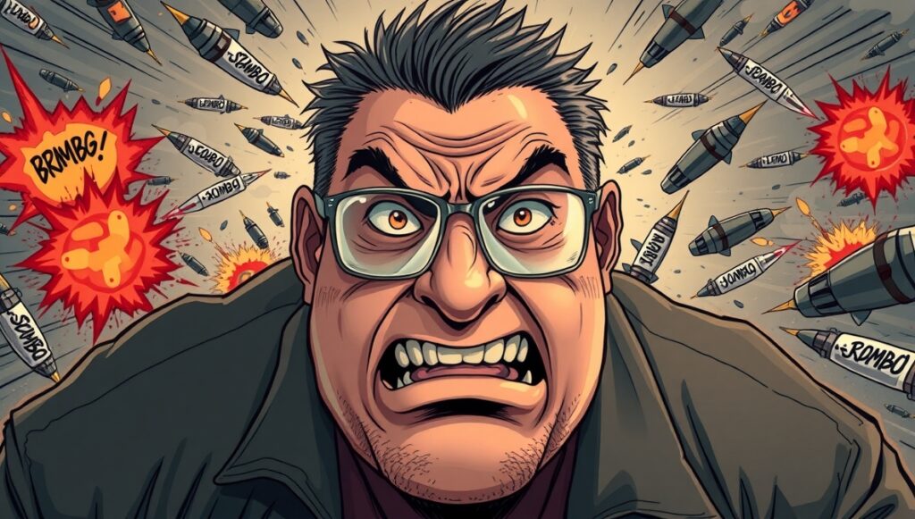 攻撃に見舞われる男性