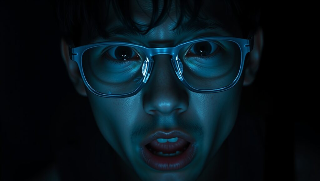 試験前夜に極度の恐怖に襲われる男子学生