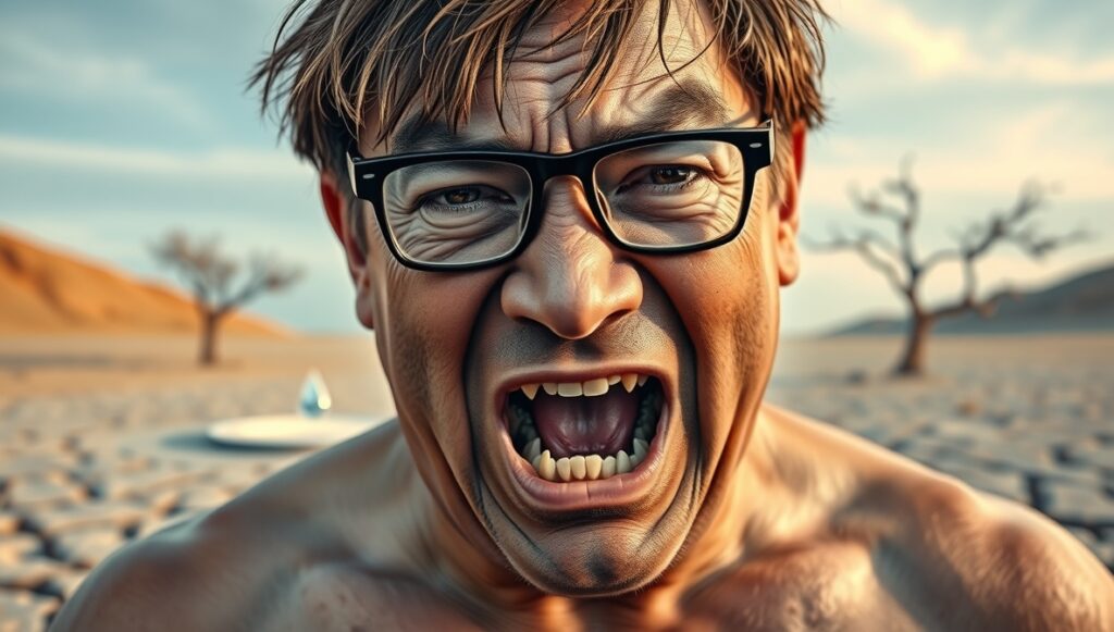 猛烈な渇きを抱えた男性