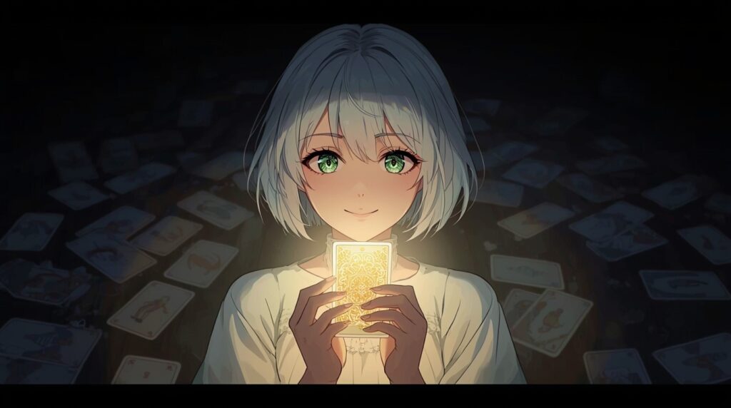 スポットライトがカードに当たっている様子