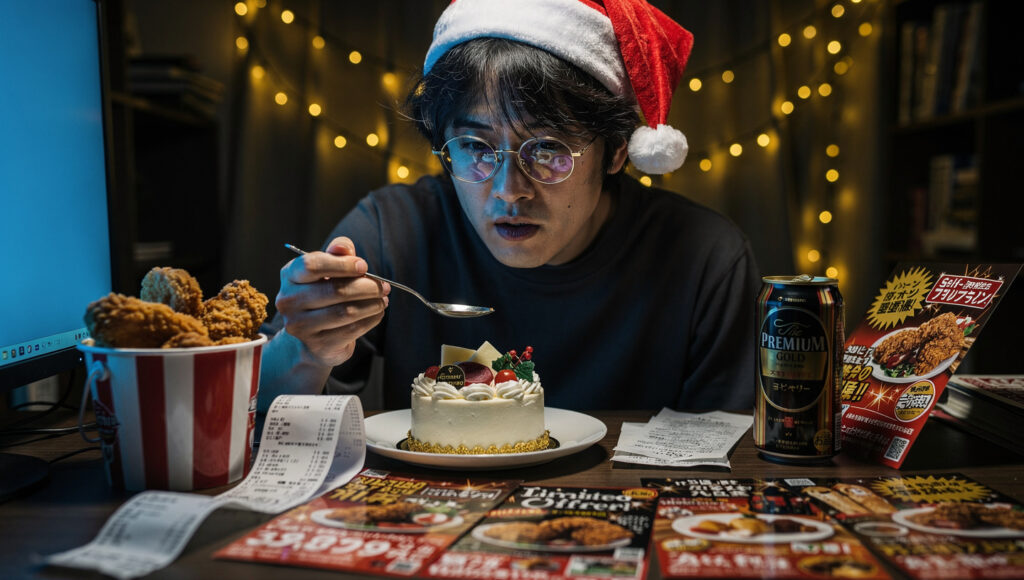 クリスマスを満喫する男性