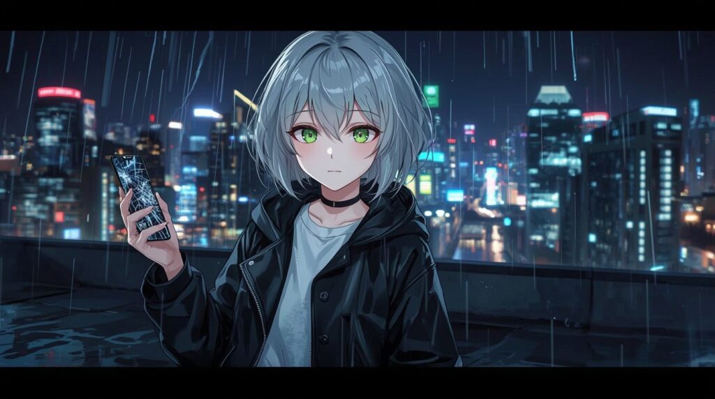 バキバキスマホを使う人物