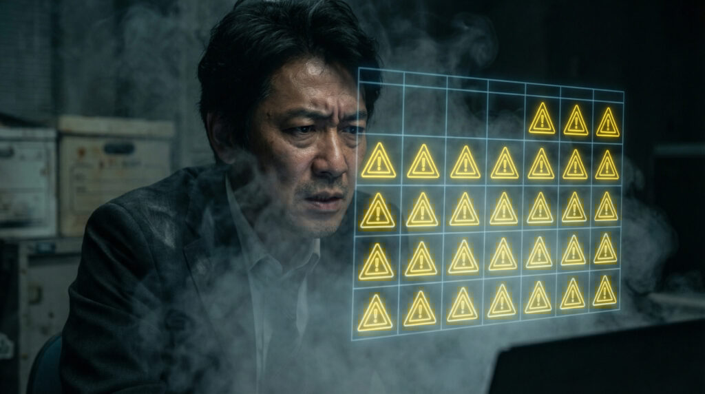 「△」マークで埋め尽くされた集計表