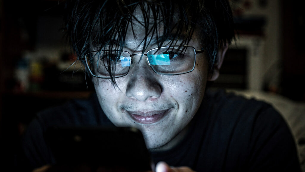 少し口角が上がっている自分