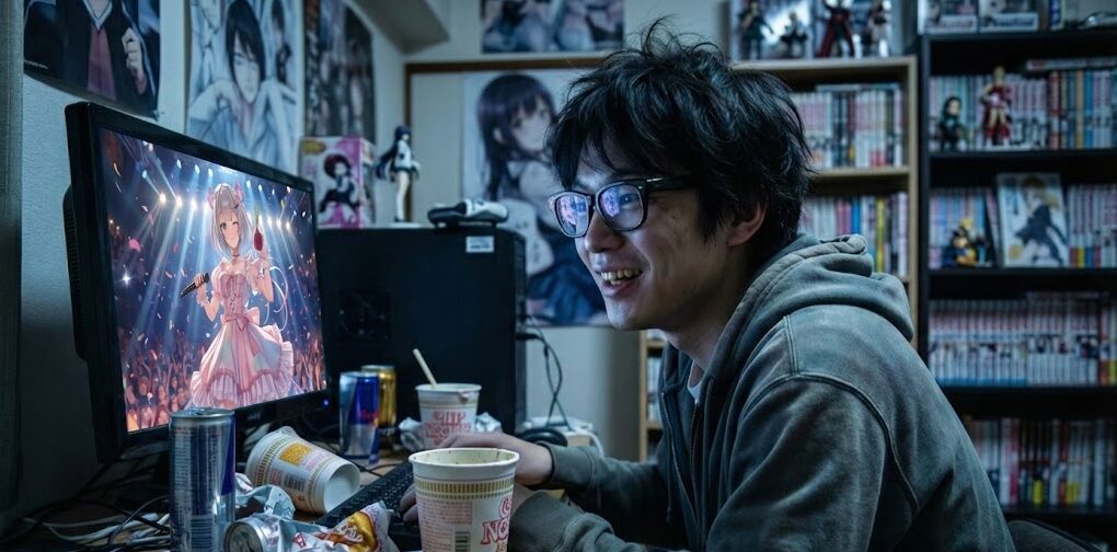 画面の向こうのアイドルに入れ込む男性