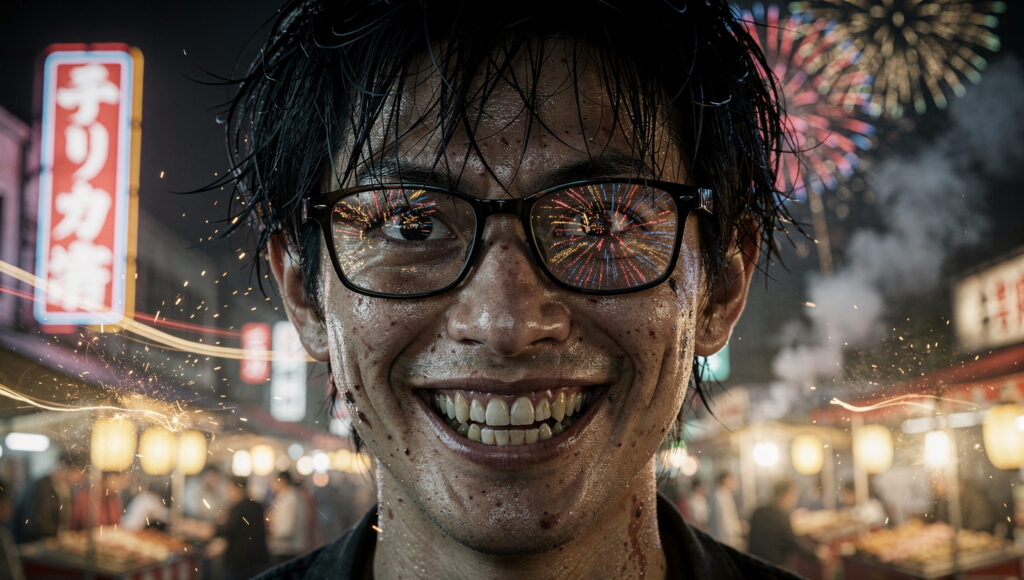 お祭り騒ぎの男性