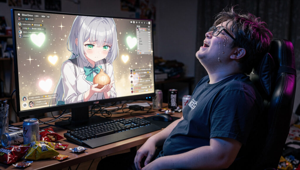 配信者にお礼を言われる男性