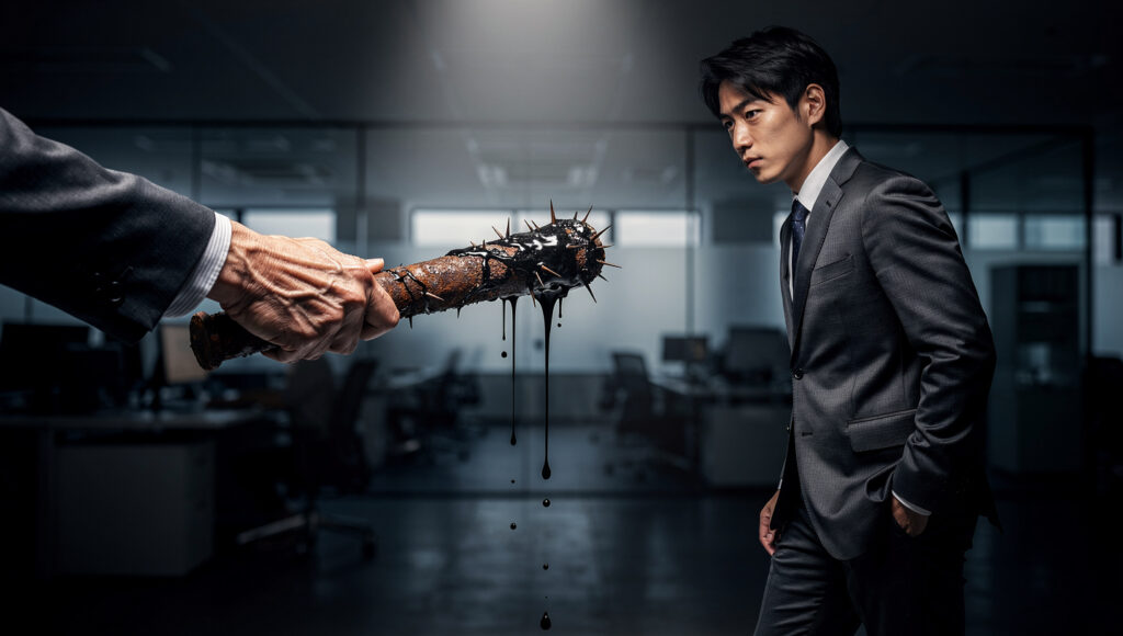 バトンを受け取ろうとしない若者