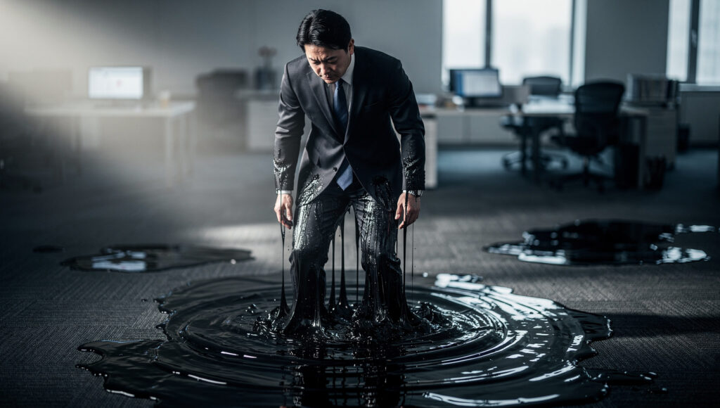 沼にはまる男性会社員