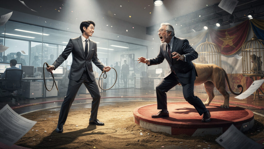 正義マンをいなす男性