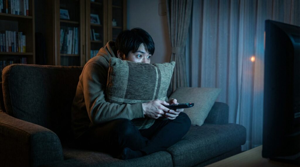 停止ボタンを片手に常に待機する男性