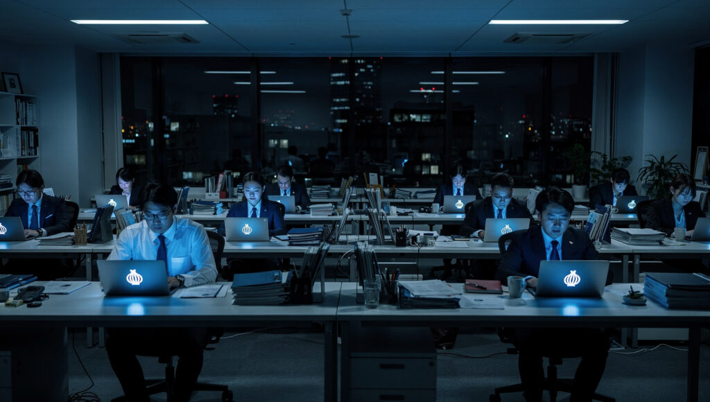 定時後に全員残業する職場