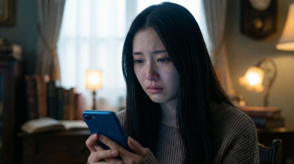 返信が来ず泣く女性