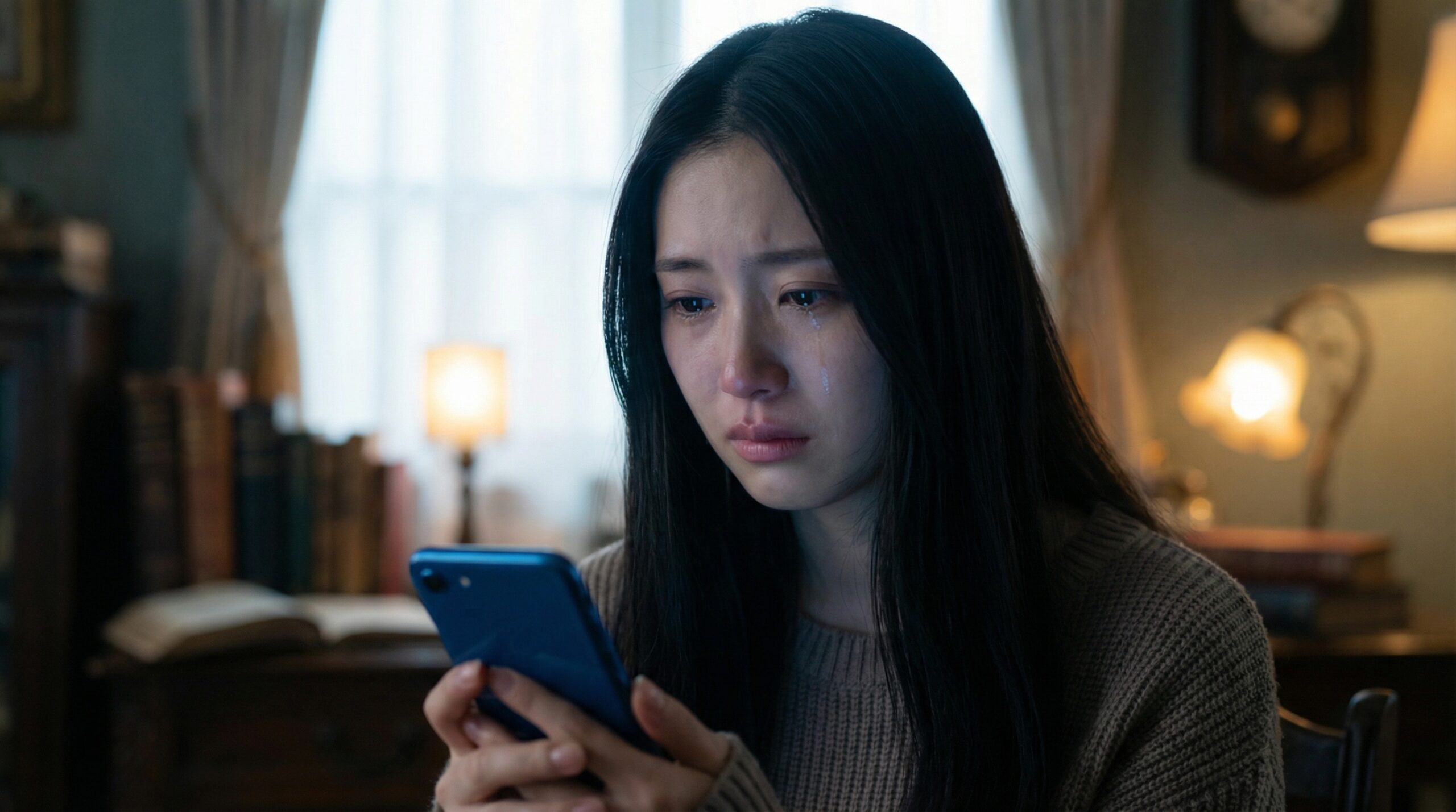 返信が来ず泣く女性